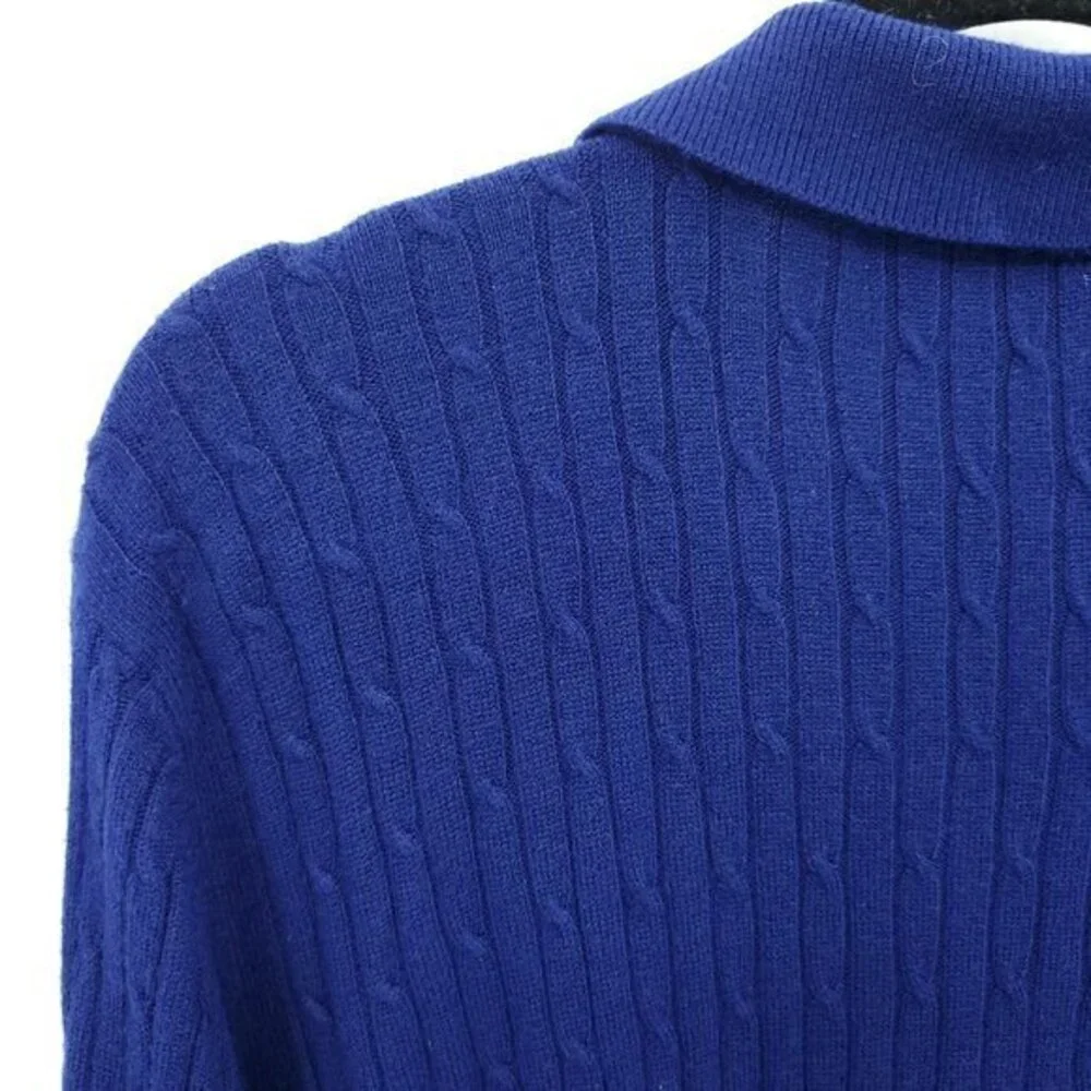 VTG 90s Matching Knit Polo Sweater/Pull On Full Length Straight Pants Set M Blue